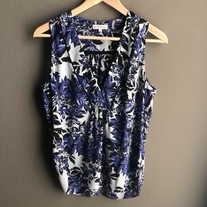 Rebecca Taylor Silk Sleeveless Tank Top Floral V Neck